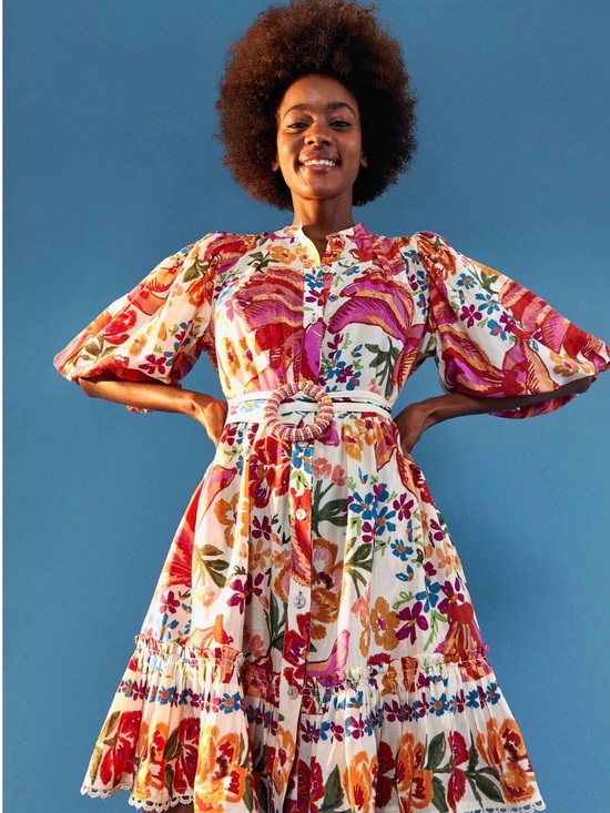 FARM Rio Dresses & Skirts - FARM Rio Multicolor Floral Puff-Sleeve Mini Dress